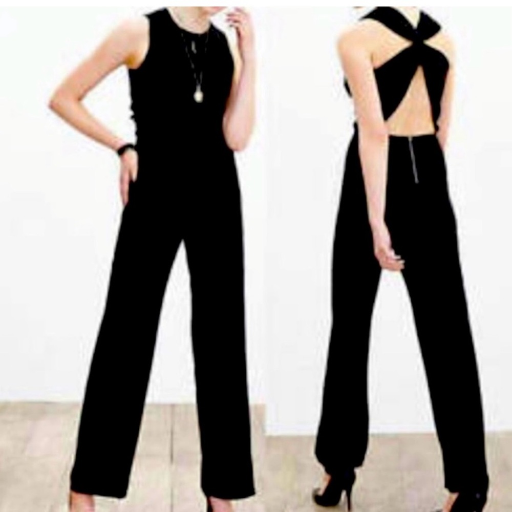 Banana Republic black zipper open back jumpsuit!